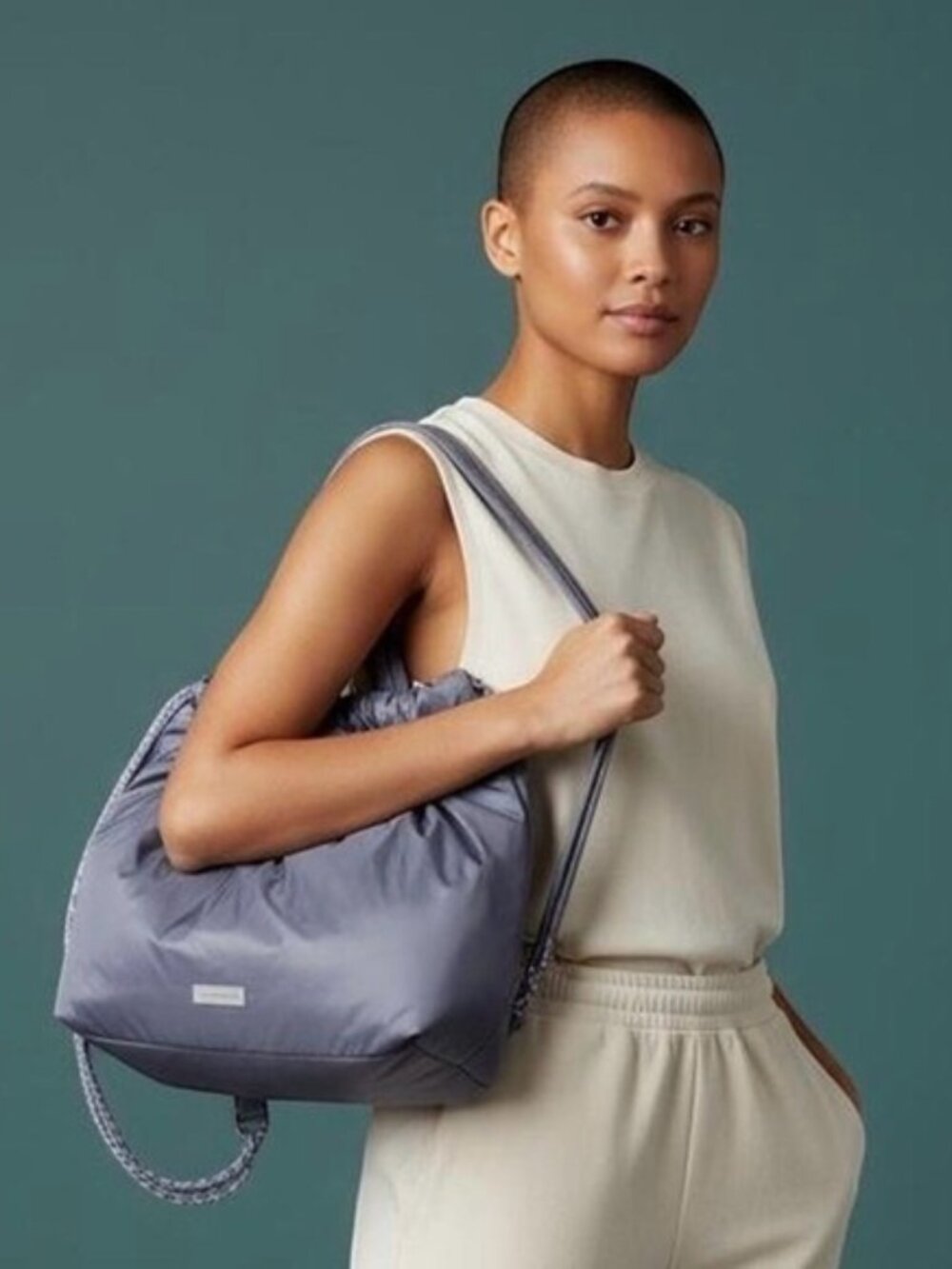 Wildfox Black & Gray Drawstring Backpack